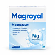 Magroyal Magnezyum L-Treonate ve Bisglisinat + B6 + Melisa 60 Kapsül